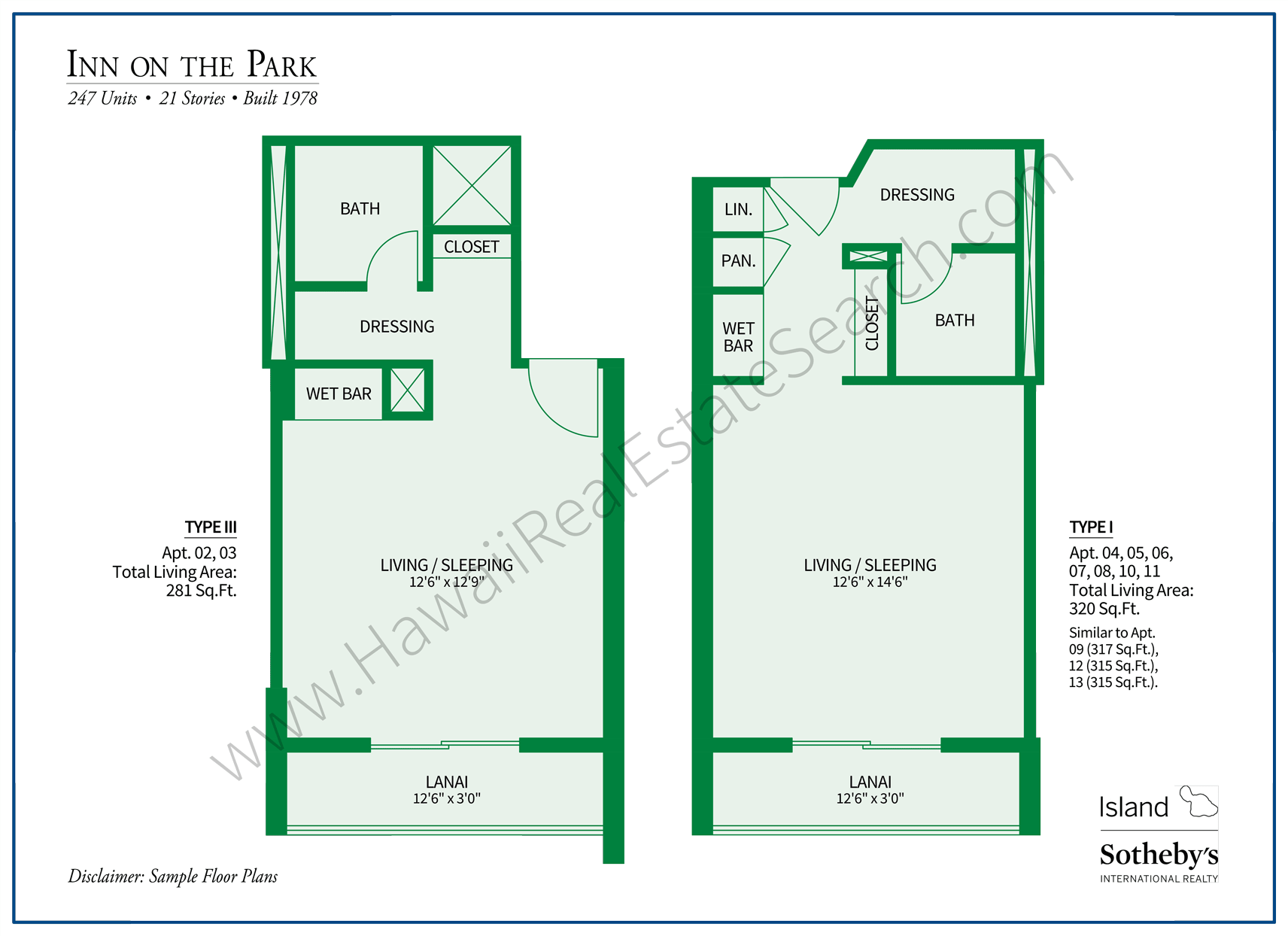 Inn on the Park Floor Plans